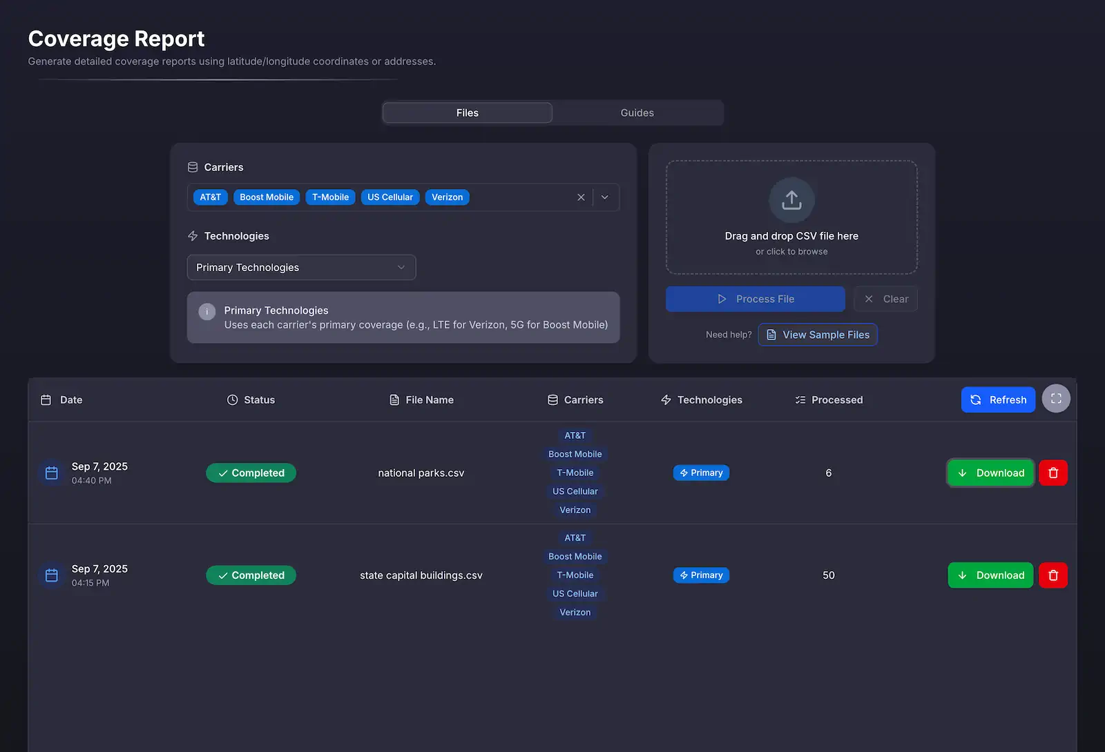 Coverage report interface preview